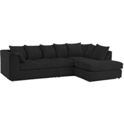 Palmas Jumbo Cord Fabric 5 Seater Right Hand Facing Corner Sofa Black - thumbnail 2