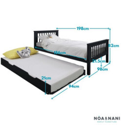Nöa & Nani Noa & Nani Single Bed Frame With Spacesaver Pull Out Trundle In Anthracite Hampshire - thumbnail 8