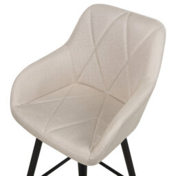 Beliani Set Of 2 Darien Bar Stools With Armrests & Footrest, Fabric, Light Beige - thumbnail 7