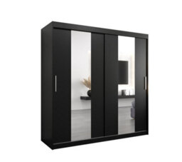 Arte Sleek Black Pole Sliding Door Wardrobe W2000mm H2000mm D620mm Mirrored Contemporary Storage Solution - thumbnail 1