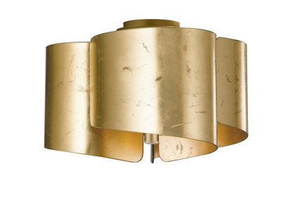 Luminosa Lighting Luminosa Imagine Curved Glass Semi Flush Ceiling Light, Golden Leaf, E27