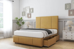 "Sloomy Lisbon Mustard Plush Divan Bed Set 2 Drawers Left Side - 26"" Strutted   & 12"" Footboard 3' Single" - thumbnail 3