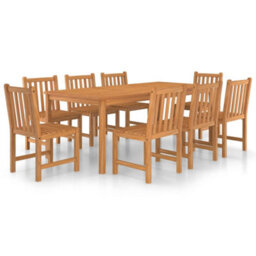 Berkfield 9 Piece Garden Dining Set Solid Teak Wood - thumbnail 2