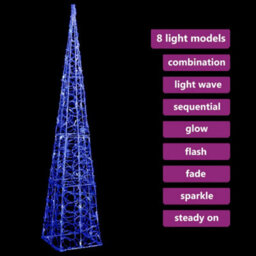 Berkfield Acrylic Decorative Led Light Cone Blue 120 Cm - thumbnail 9