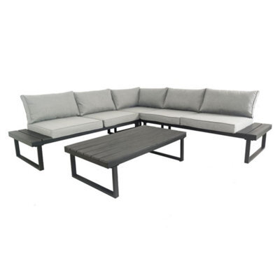 Jack Stonehouse Santorini 5 Seater Garden Sofa Set With Table - Large Modular L Shape Lounge Furniture Set For Patio, Decking - Grey - image 1