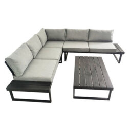 Jack Stonehouse Santorini 5 Seater Garden Sofa Set With Table - Large Modular L Shape Lounge Furniture Set For Patio, Decking - Grey - thumbnail 9