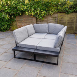 Jack Stonehouse Santorini 5 Seater Garden Sofa Set With Table - Large Modular L Shape Lounge Furniture Set For Patio, Decking - Grey - thumbnail 6