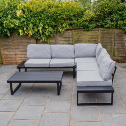 Jack Stonehouse Santorini 5 Seater Garden Sofa Set With Table - Large Modular L Shape Lounge Furniture Set For Patio, Decking - Grey - thumbnail 2
