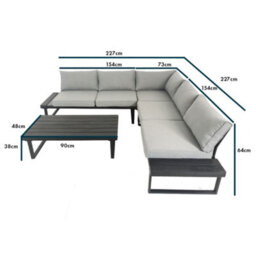 Jack Stonehouse Santorini 5 Seater Garden Sofa Set With Table - Large Modular L Shape Lounge Furniture Set For Patio, Decking - Grey - thumbnail 7