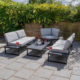 Jack Stonehouse Santorini 5 Seater Garden Sofa Set With Table - Large Modular L Shape Lounge Furniture Set For Patio, Decking - Grey - thumbnail 4