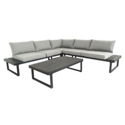 Jack Stonehouse Santorini 5 Seater Garden Sofa Set With Table - Large Modular L Shape Lounge Furniture Set For Patio, Decking - Grey - thumbnail 1