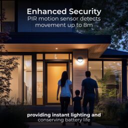 Luceco Carina Bulkhead Non-Adjustable Black Solar-Powered Led 5W Pir With Motion Sensor Round Outdoor Wall Light - thumbnail 7