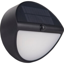 Luceco Carina Bulkhead Non-Adjustable Black Solar-Powered Led 5W Pir With Motion Sensor Round Outdoor Wall Light