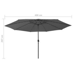 Berkfield Outdoor Parasol With Led Lights And Metal Pole 400 Cm Anthracite - thumbnail 7