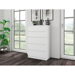 SquareBoxx Keaton Matt White 5 Drawer Tower Freestanding Chest Of Drawers (40 X 107.5 X 60Cm - D X H X W) - thumbnail 7