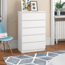 SquareBoxx Keaton Matt White 5 Drawer Tower Freestanding Chest Of Drawers (40 X 107.5 X 60Cm - D X H X W) - thumbnail 6