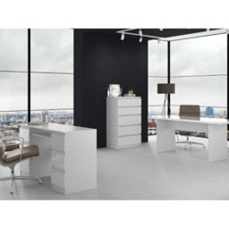 SquareBoxx Keaton Matt White 5 Drawer Tower Freestanding Chest Of Drawers (40 X 107.5 X 60Cm - D X H X W) - thumbnail 5