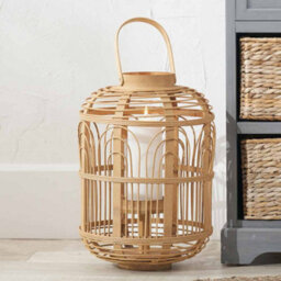 Pacific Lifestyle Large Natural Bamboo And Glass Lantern - thumbnail 1