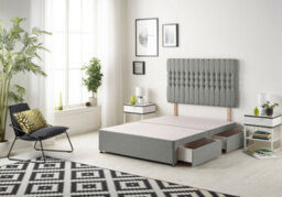 Somnior Beds Somnior Galaxy Linen Silver Divan Bed Base With 2 Drawers And Headboard - Small Double - thumbnail 1