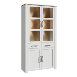 Furniture To Go Bohol Display Cabinet 4 Door 2 Drawer In Oak/white Inc Led Lighting - thumbnail 1