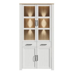 Furniture To Go Bohol Display Cabinet 4 Door 2 Drawer In Oak/white Inc Led Lighting - thumbnail 2