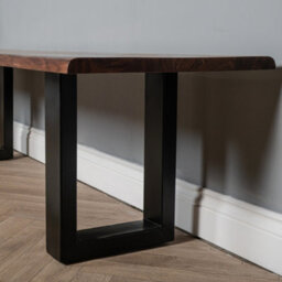 Elm Home And Garden Solid Mango Wooden Live Edge Dining Hall Shoe Bench  Dark Oak Finish Metal 45Cm High X 155Cm Wide X 40Cm Deep - thumbnail 5