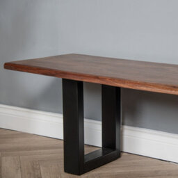 Elm Home And Garden Solid Mango Wooden Live Edge Dining Hall Shoe Bench  Dark Oak Finish Metal 45Cm High X 155Cm Wide X 40Cm Deep - thumbnail 6
