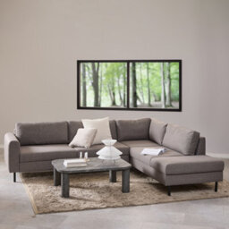 Furniture To Go Omaha Right Hand Facing Corner Sofa In Light Grey Brown Fabric - thumbnail 4