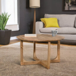Nolan Natural Solid Mango Wood Round Coffee Table - thumbnail 8