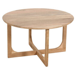 Nolan Natural Solid Mango Wood Round Coffee Table - thumbnail 2