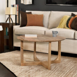 Nolan Natural Solid Mango Wood Round Coffee Table - thumbnail 6