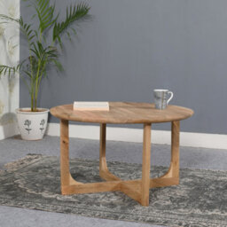 Nolan Natural Solid Mango Wood Round Coffee Table - thumbnail 5