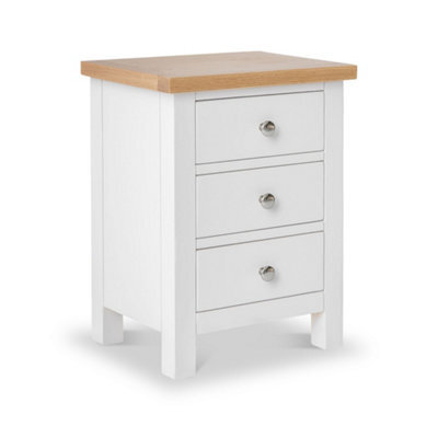 Farro White Bedside Table - Fully Assembled 3 Drawer Cabinet - By Roseland Furniture - image 1