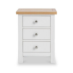 Farro White Bedside Table - Fully Assembled 3 Drawer Cabinet - By Roseland Furniture - thumbnail 3