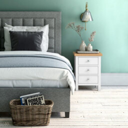 Farro White Bedside Table - Fully Assembled 3 Drawer Cabinet - By Roseland Furniture - thumbnail 2