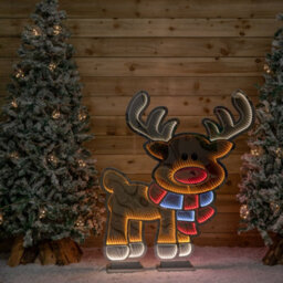 Samuel Alexander 1.20M X 1.9M Light Up Cute Christmas Reindeer Infinity Mirror Decoration With Multi-Coloured Leds - thumbnail 2