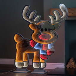 Samuel Alexander 1.20M X 1.9M Light Up Cute Christmas Reindeer Infinity Mirror Decoration With Multi-Coloured Leds - thumbnail 3
