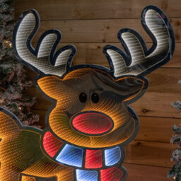 Samuel Alexander 1.20M X 1.9M Light Up Cute Christmas Reindeer Infinity Mirror Decoration With Multi-Coloured Leds - thumbnail 4