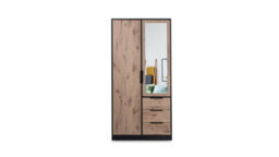 Arte Wardrobe Lati D2 Black And Oak Viking With Mirror - Modern Storage With Shelves, Drawers & Hanging Rail - thumbnail 1