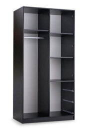 Arte Wardrobe Lati D2 Black And Oak Viking With Mirror - Modern Storage With Shelves, Drawers & Hanging Rail - thumbnail 4
