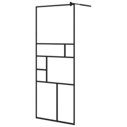 Walplus Walk-In Shower Wall With Clear Esg Glass 80X195 Cm Black - thumbnail 2