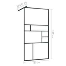 Walplus Walk-In Shower Wall With Clear Esg Glass 80X195 Cm Black - thumbnail 6