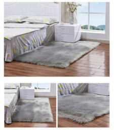 Living And Home Grey Rectangle Super Soft Shaggy Area Rug Home Decor Chair Sofa Cover 900 X 600 mm - thumbnail 3
