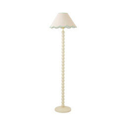 Valuelights Bobbin Green Trim Linen Shade Cream Bobble Floor Lamp - thumbnail 6