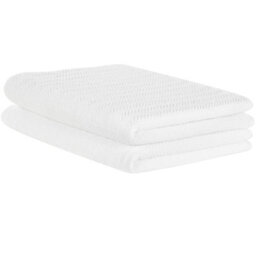 Beliani Set Of 2 Towels Mitiaro Terry Cotton White