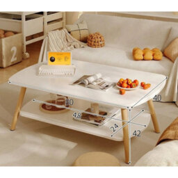 White 2 Layer Coffee Table Cloud Tea Table Modern Living Room Desk W/ Storage Shelf - thumbnail 5
