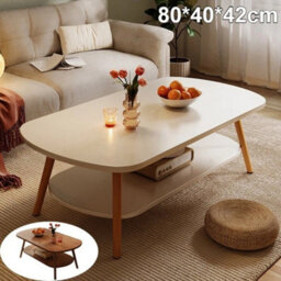White 2 Layer Coffee Table Cloud Tea Table Modern Living Room Desk W/ Storage Shelf - thumbnail 4