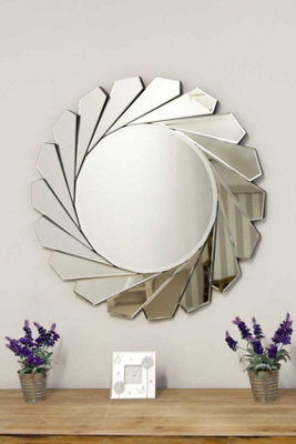 Mirroroutlet All Glass Frameless Modern Circular Round Wall Mirror 80 X 80 Cm - image 1