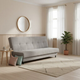 Enduro Xiv Sofa Bed With Sleeping Function Click Clack Mechanism Bedding Storage Wooden Frame 195X85X90Cm Light Grey - thumbnail 2