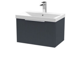 Balterley Tixall Fluted 1 Drawer Wall Hung Vanity Unit With Thin Edge Basin, Dark Grey, 600mm - thumbnail 1